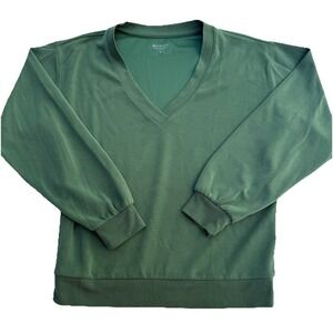 Athleta Sweatshirt Women's Medium Green Willow V-Neck Pullover Lightweight Soft